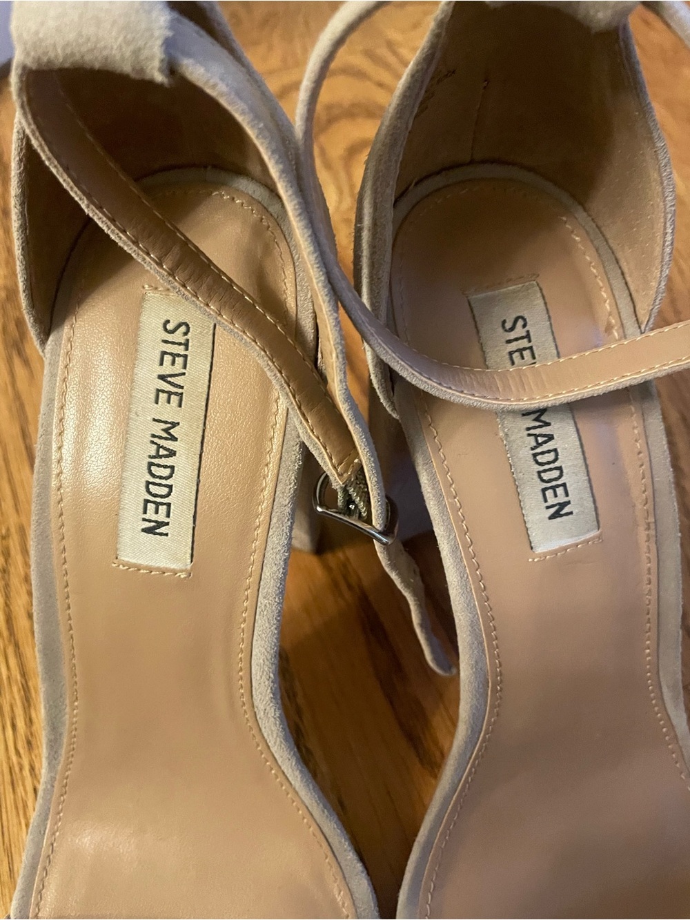 Steve Madden Beige/Nude Suede Ankle Strap Heels